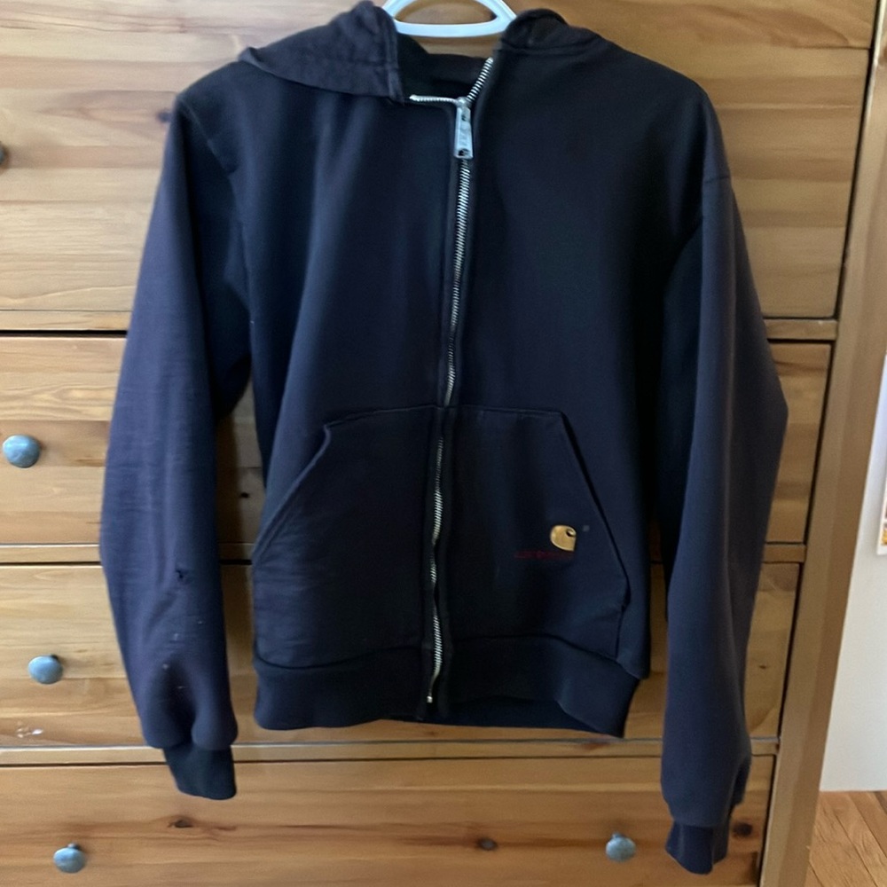 Carhartt Thermal-Lined Black Hoodie with Logo